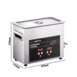 Commercial Ultrasonic Cleaner - 6.5L - 180W Ultrasonic Power - 40kHz - Digital - with Heater - Degas - with Drain Tap
