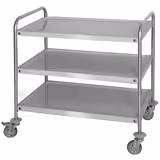 Commercial Stainless Steel Serving Trolley 3-Tier – Braked Castors - 120 kg Load - 800×500×940 mm