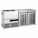 Comptoir de bar réfrigéré PREMIUM - 1950x700mm - 2 portes vitrées