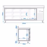 Commercial Counter Fridge PREMIUM - 2330x700mm - with 1 door - 9 drawers - with upstand - capacity 632 litres