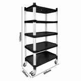 Hyllsystem med polypropenhyllor – sidostolpar i aluminium – 800x500 mm – Djup: 500 mm – 5 hyllplan – anodiserad – Lastkapacitet: 250 kg