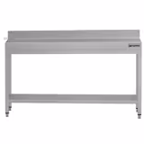 Tavolo da lavoro in acciaio inox ECO - 2000x600 mm - con ripiano inferiore & alzatina