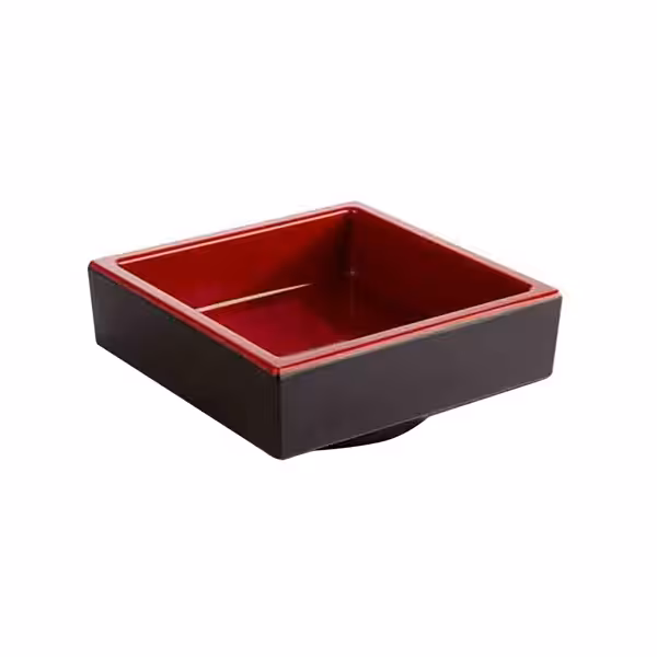 (6 stuks) Schaal - ASIA PLUS - Melamine - 0,05L - vierkant - 75x75mm - Diepte:30mm - stapelbaar, vaatwasmachinebestendig - zwart/rood