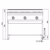 Gas Hob - 31kW - 3 burners - with open base shelf - Heavy Duty