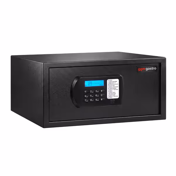 Elektroniczny sejf z wyświetlaczem LCD – 3 sposoby otwierania – wymiary wewnętrzne: szer. 415 x gł. 320 x wys. 195 mm
