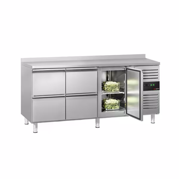 Commercial Counter Fridge ECO - 1795x700mm - with 1 door - 4 drawers - with upstand - capacity 417 litres