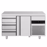 Kylbänk PREMIUM - 1400x700 mm - 281 l - Fläktkyla - GN 1/1 - med 1 dörr - med 3 lådor - R290 - energiklass A