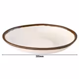 (6 pcs) CROCKER | Deep Plate - Melamine - Ø205mm - White/Brown