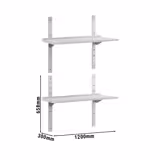 Étagère murale ECO en inox - 1200 × 300 mm - avec 2 étages