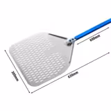 Pelle à pizza rectangulaire PREMIUM - AZZURRA - Aluminium - 300x300mm - perforée - manche 60cm