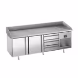Commercial Pizza Prep Counter - Granite Top PREMIUM PLUS - 1980x1139mm - with 2 doors & 3 drawers - incl. refrigerated topping unit - 10x GN 1/4