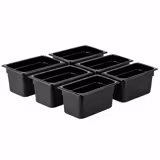 (6 Pezzi) Contenitore in Policarbonato GN 1/4 - Nero - Altezza: 150 mm