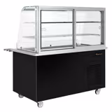 Soğuk Servis Ünitesi KOPENHAGEN - 1600mm - Soğuk Küvetli - Camlı - Tekerlekli - Siyah