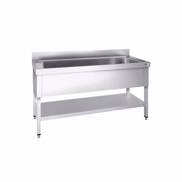 Fregadero para ollas de acero Inox. con estante inferior - 1,0 m - 1 fregadero L 86 x B 50 x T 38 cm