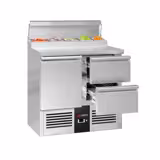 Saladette refrigerata professionale Compatta PREMIUM - 900x700mm - 1 porta e 2 cassetti - per 5x GN 1/6 vaschette
