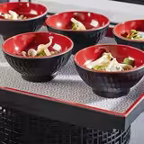 (6 pcs) Bowl - ASIA PLUS - Melamine - 0.60L - square - 160x160mm - Depth: 70mm - Black/Red