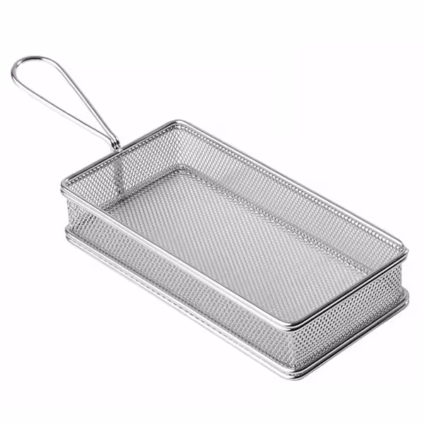 Frietmandje - RVS - rechthoekig - met 1 handgreep - 310x105x70mm