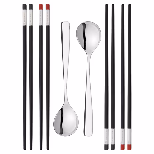 (10 pieces) ZWILLING | Chopstick & Soup Spoon Set – 4 pairs + 2 spoons - 18/10 stainless steel