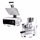 Commercial Saladette Prep Counter - 1210x700mm - 4 Drawers - for 9x GN 1/6 - incl. Digital contact grill & Hamburger machine
