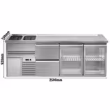 Bira tezgahı PREMIUM PLUS - 2500x700mm - 2 Cam Kapı & 2 Çekmece
