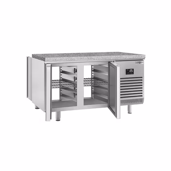 Tavolo refrigerato pasticceria PREMIUM PLUS - 1618x800mm - Ventilata - 400 L - con passavivande - piano di lavoro in granito