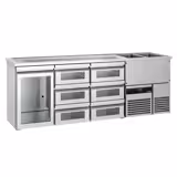 Direct Draw Beer Dispenser / Kegerator PREMIUM - 2500x700mm - Single Glass Door & 6 Drawers