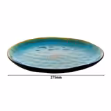 (4 adet) LOTUS - Düz Tabak Yuvarlak - Steinzeug, Ø275mm, Siyah / Turkuaz