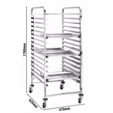 Stainless Steel Patisserie Tray Racking Trolley - 15-Level - for 15 x 600x400mm Trays - with low-noise braked castors
