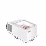 Vitrine de balcão para gelados - 460mm - Frio estático - para 2 cubas de gelado de 5 litros - Branco - acesso pelo lado do cliente