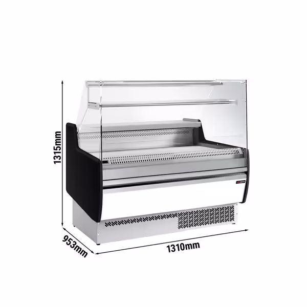 Banco gastronomia professionale - 1310x953mm - Ventilata - 144 L - Vetro dritto - Pannello frontale Bianco - con 1 ripiani