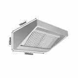 Wandafzuigkap RVS - 700mm diep - 1000mm - zonder motor - met 2 labyrintfilters en verlichting