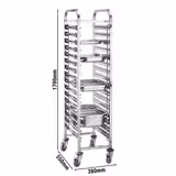Tray Trolley ECO – 16 Tier - GN 1/1 - AISI 304 Stainless Steel - Braked Castors