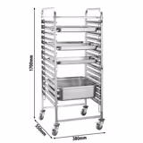 Stainless Steel Gastronorm Racking Trolley - 16-Level - for 16 x GN 1/1 Trays - with low-noise braked castors