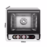 Elétrico Forno de convecção - Eletromecânico - 1 câmaras de cozedura - 4x 450x340mm - Aço inoxidável - com função de vapor - incl. 4x tabuleiro 450x340mm & suportes de tabuleiro