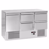 Koelwerkbank ECO - 1368x700mm - 368 liter - kleur zwart - met 1 deur - met 4 lades