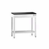 Mesa de trabalho em aço inoxidável PREMIUM - 600x700mm - com prateleira inferior & com travessas de reforço - incl. tampo em granito