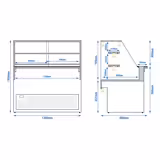 Koeltoonbank TORONTO - 1300x880mm - 1200 liter - kleur zwart - dubbel glas - met 2 legroosters - granieten werkblad