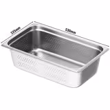 (6 Stück) Edelstahl-Behälter GN 1/1 - gelocht - Höhe: 150mm