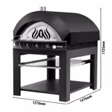 Plinska peć za pizzu Profesionalna - 1270x1476 mm - 9 x 25 cm - za Ø 25 cm pizzu - do 400 °C - Mehaničko - crna - uklj. postolje s policom i dizne za zemni plin i propan