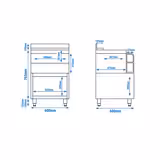 Cocktailstation - Rvs - 600x600mm - met 3 GN-bakken & speedrail