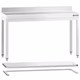 طاولة عمل ستانلس ستيل PREMIUM - 1400x700mm - مع رف سفلي & حاجز خلفي & تدعيم