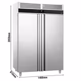 Armadio congelatore in acciaio inox PREMIUM - GN 2/1 - 1400L - fino a -22°C - con 2 porte - professionale; ventilato; LED; monoblocco