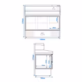 Pizza cooling table ECO - 1400x700mm - with 6 drawers 1/2 - incl. refrigerated top display case  with GN 1/4