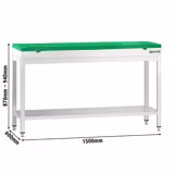 Edelstahl Arbeitstisch PREMIUM - 1500x600mm - mit Grundboden - inkl. Schneideplatte Grün