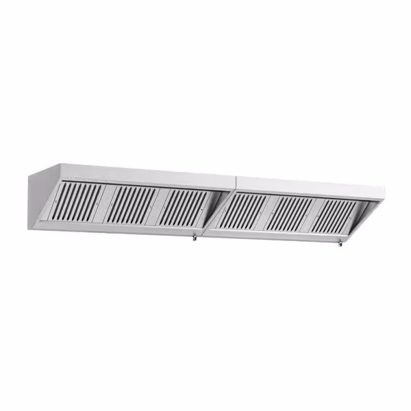 Commercial Wall-Mounted Extraction Canopy - 3200mm - with Baffle Filters & LED Lighting