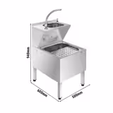 Unidade combinada lava-mãos & lavadouro - Aço inoxidável - com Torneira misturadora monofuro, bica giratória, Dispensador de sabão, Ligações a água fria & quente