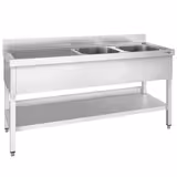 RVS spoeltafel PREMIUM - 1800x700mm - met onderblad - met 2 spoelbakken rechts