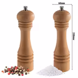(12 pcs) Salt & Pepper Mills PREMIUM - ETERNAL - Beech Wood - Height: 230mm - Light Brown