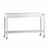Edelstahl Arbeitstisch PREMIUM - 1400x800mm - mit Grundboden & Rollen