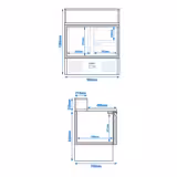 Saladette PREMIUM - 903mm - 240L - 1 porta e 2 gavetas - com encaixe para 5x GN 1/6 & Tampa em aço inox